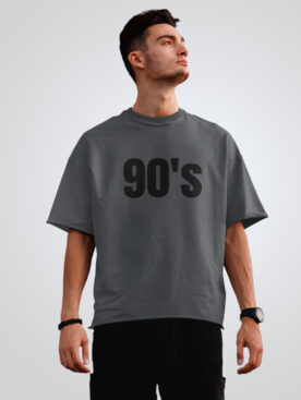 90's Oversized Steel Grey T-Shirt For Men