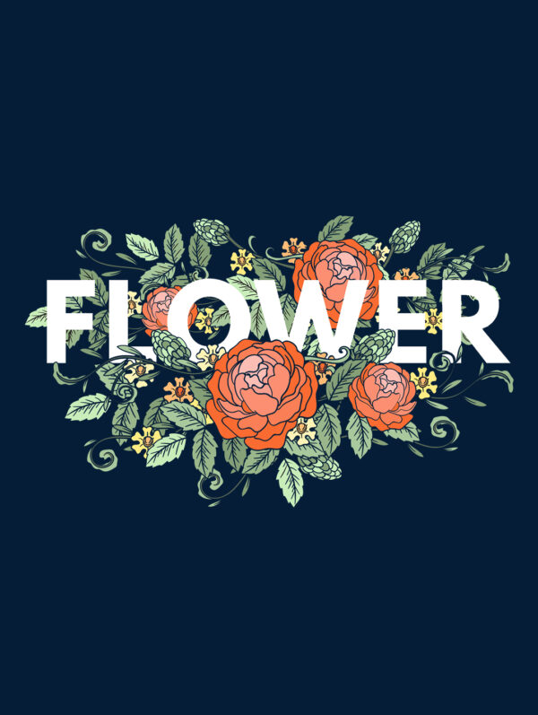 Black Crop Top T-Shirt Flower Navy Blue