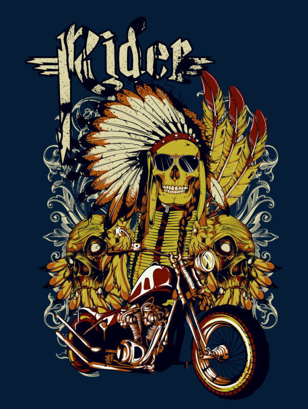 Ghost Rider Design Men's Navy Blue T-Shirt