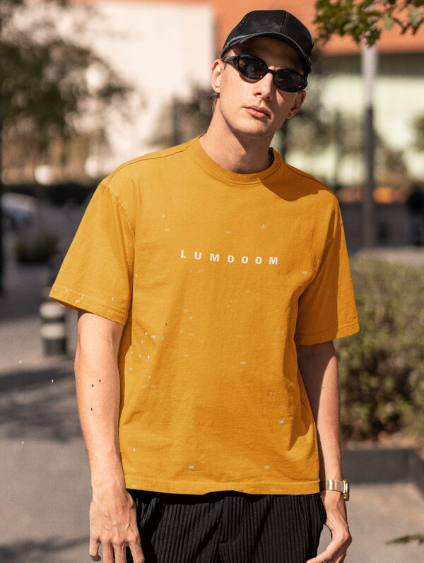 Lumdoom QR Code Oversized Mustard Yellow T-Shirt For Men