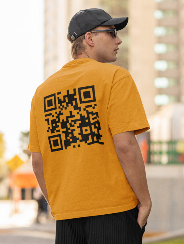 Lumdoom QR Code Oversized Mustard Yellow T-Shirt For Men