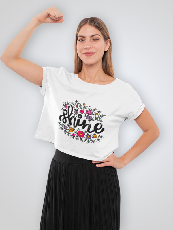 White Crop Top T-Shirt Shine