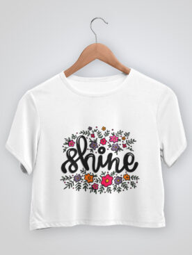 White Crop Top T-Shirt Shine