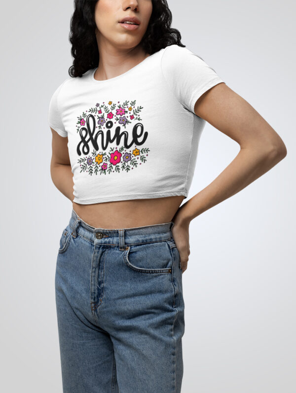 White Crop Top T-Shirt Shine