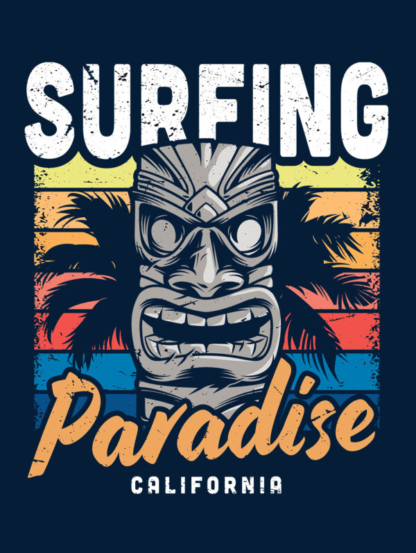 Surfing Paradise Design Men's Navy Blue T-Shirt