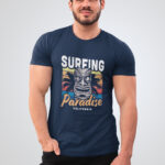 Surfing Paradise Design Men's Navy Blue T-Shirt