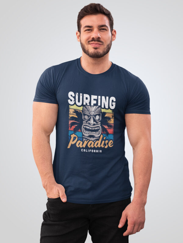 Surfing Paradise Design Men's Navy Blue T-Shirt