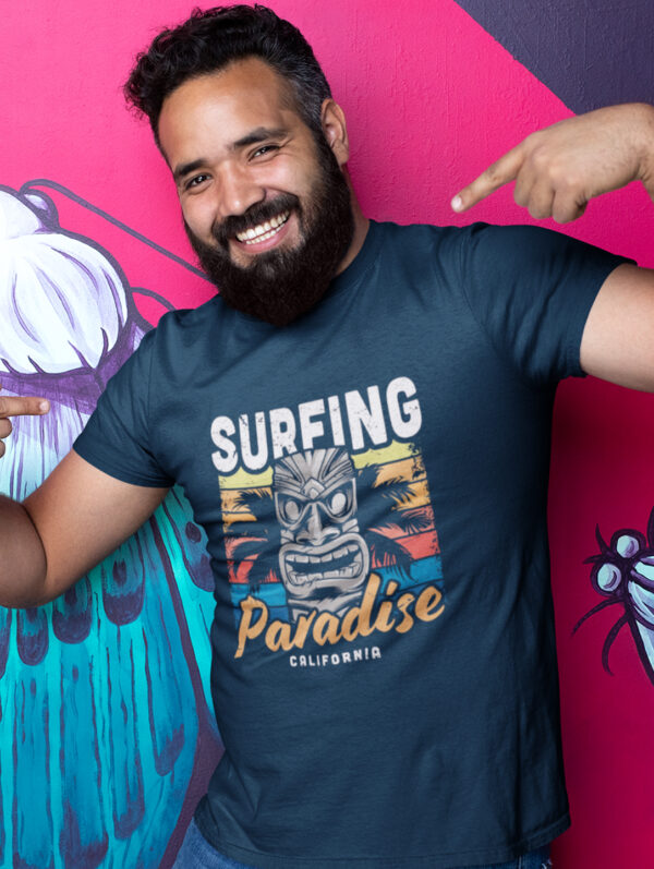 Surfing Paradise Design Men's Navy Blue T-Shirt