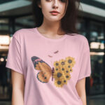 Butterfly Women's Light Pink T-Shirt