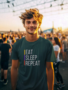 Eat Sleep Repeat Men's Petrol Blue T-Shirt