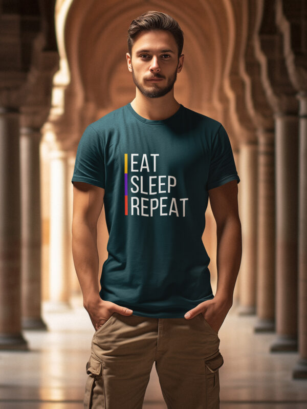 Eat Sleep Repeat Men's Petrol Blue T-Shirt